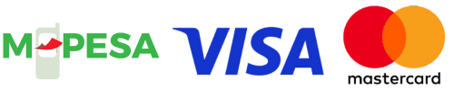 We accept M-Pesa, VISA and Mastercard
